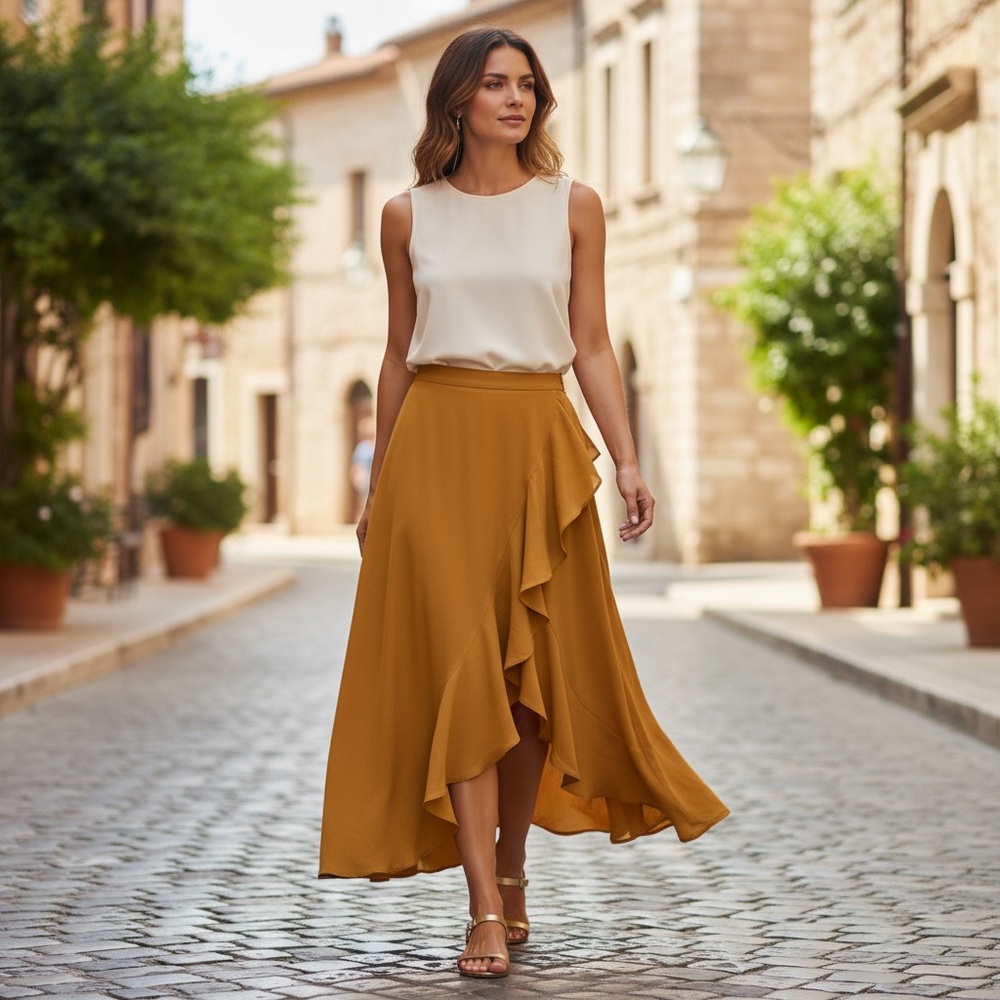 NWT Krissa (a REVOLVE brand) Women’s Midi Asymmetrical Skirt Fall Thanksgiving